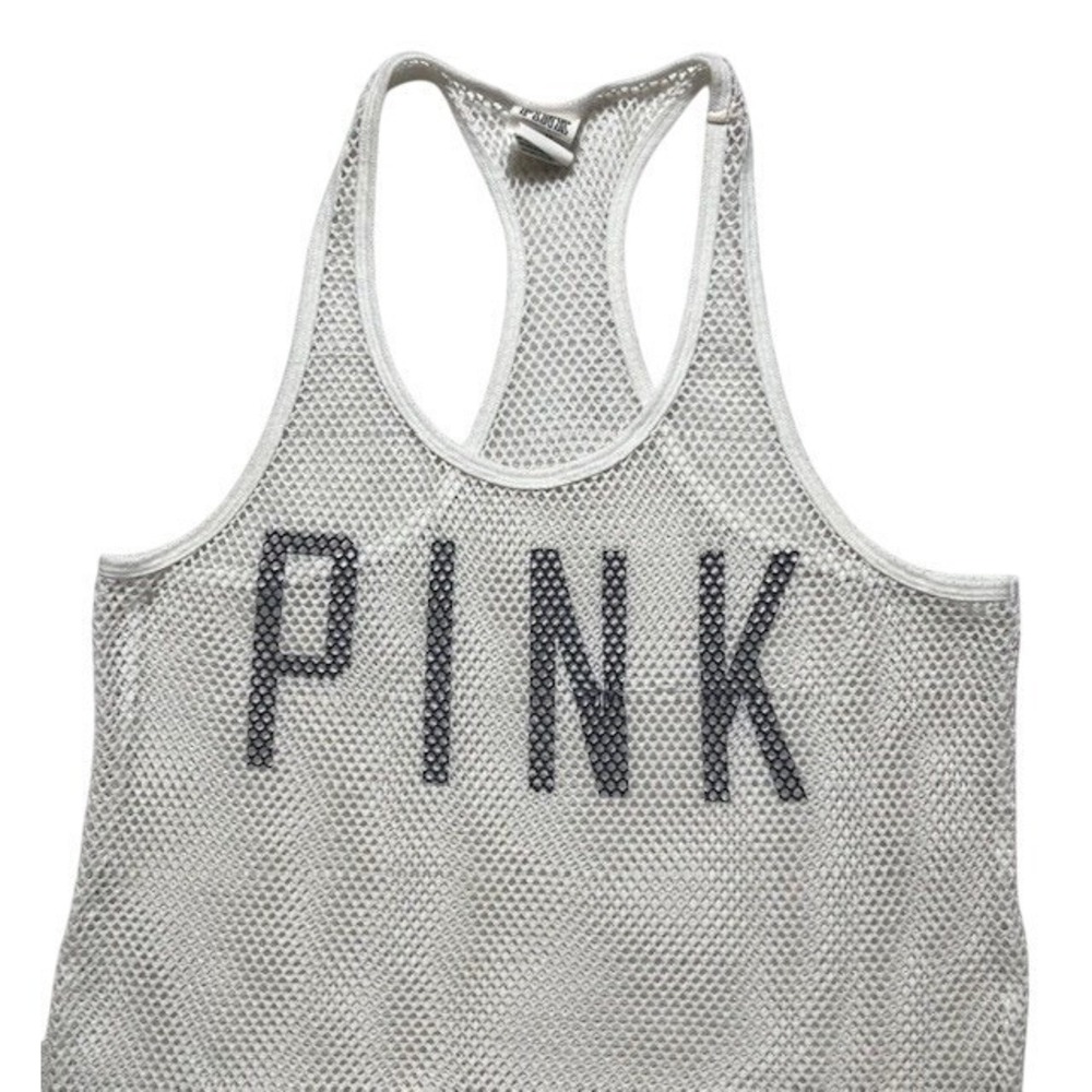 Victorias Secret PINK SZ XS‎ White Mesh Razorback Tank Top -1129